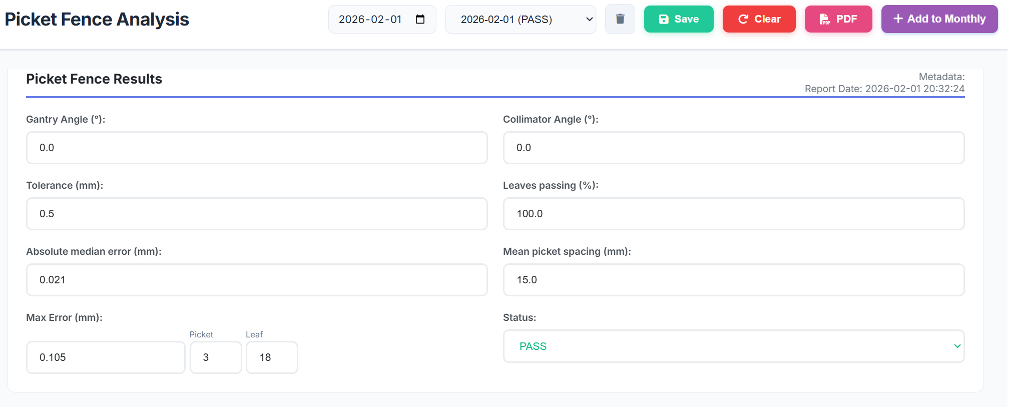 Picket Fence Dashboard Main